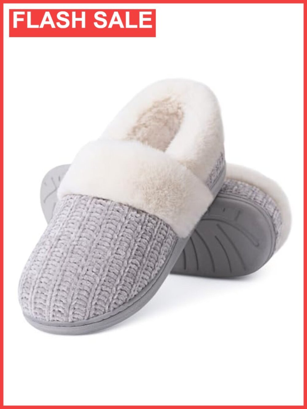 Fuzzy Memory Foam Slippers Closed Back Knit House Shoes for Women